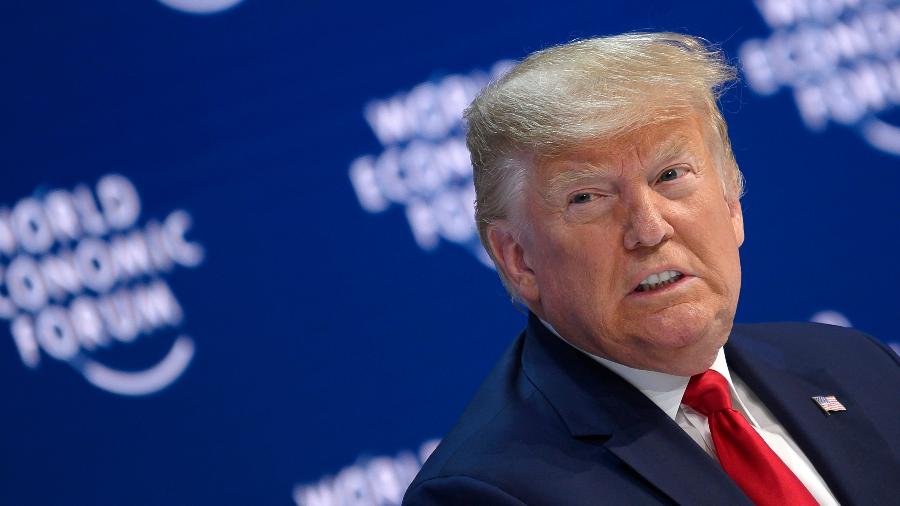 21.jan.2020 - Donald Trumpo, presidente dos Estados Unidos, no Fórum Econômico Mundial, em Davos, na Suíça - Jim Watson/AFP