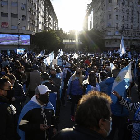 Protesto contra quarentena na Argentina em julho de 2020 - AFP