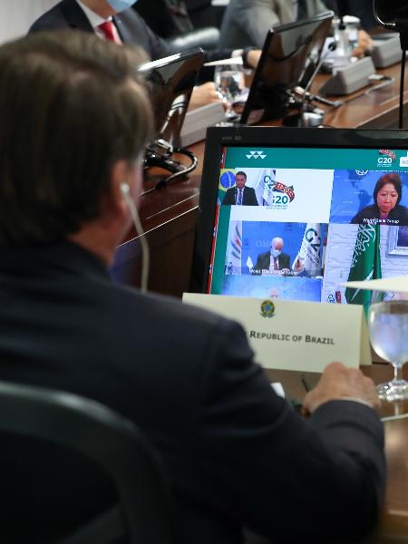 O presidente Jair Bolsonaro (sem partido) acompanhou reunião do G20 por videoconferência em 2020 - Marcos Corrêa/PR