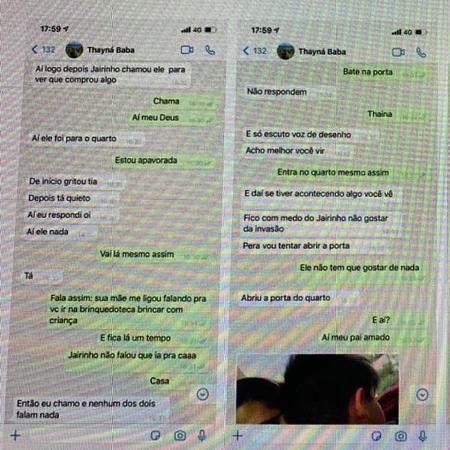 Mensagens de Whatsapp entre babá e Monique falaram em agressões por parte de Jairinho - Reprodução