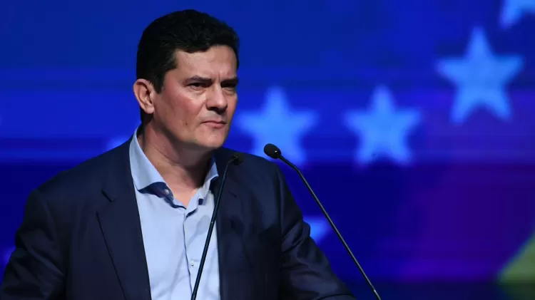 10.nov.2021 - O ex-juiz e ex-ministro Sergio Moro, durante evento de filiação ao Podemos - Mateus Bonomi/AGIF/Estadão Conteúdo - Mateus Bonomi/AGIF/Estadão Conteúdo