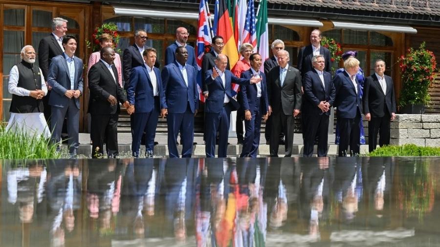 Integrantes do G7 durante reunião na Alemanha - KERSTIN JOENSSON/AFP