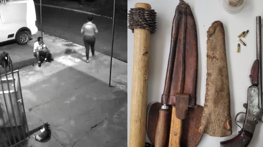 Imagens divulgadas pela Polícia Civil do MS mostram armas apreendidas com homem que perseguia e vigiava mulheres na cidade de Rio Negro