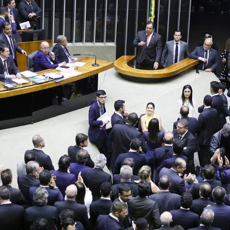 Deputados durante a votação da Medida Provisória 870 na Câmara  - Luis Macedo/Câmara dos Deputados