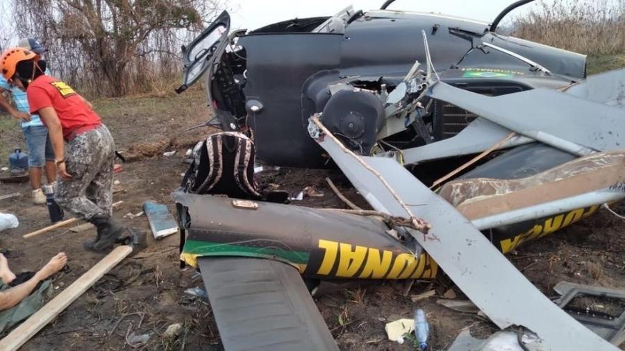 Helicóptero caiu com três pessoas, mas todas sobreviveram - Força Nacional/ Divulgação