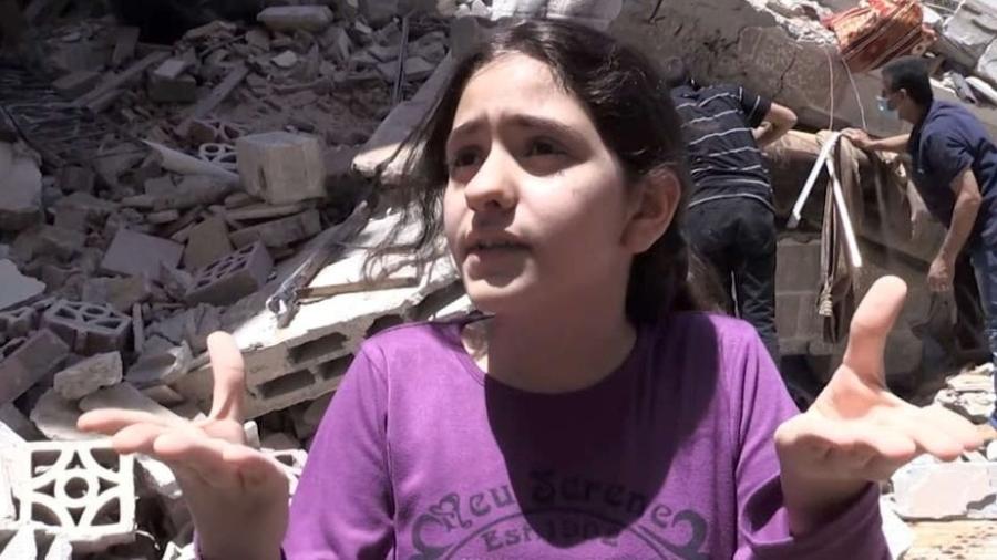 Menina de dez anos reflete sobre destruição em Gaza - Reprodução/NBC News