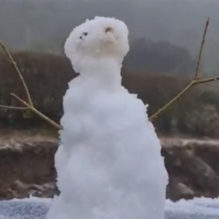 Boneco é feito na primeira neve registrada em Santa Catarina no ano - Reprodução/Instagram