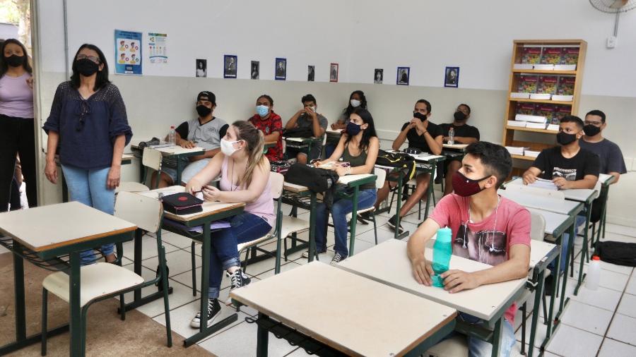 Alunos da escola estadual Eugênia Vilhena de Moraes, na cidade de Ribeirão Preto - Divulgação/Seduc SP
