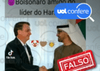 Foto não mostra Bolsonaro cumprimentando líder do Hamas (Foto: Reprodução/Facebook)