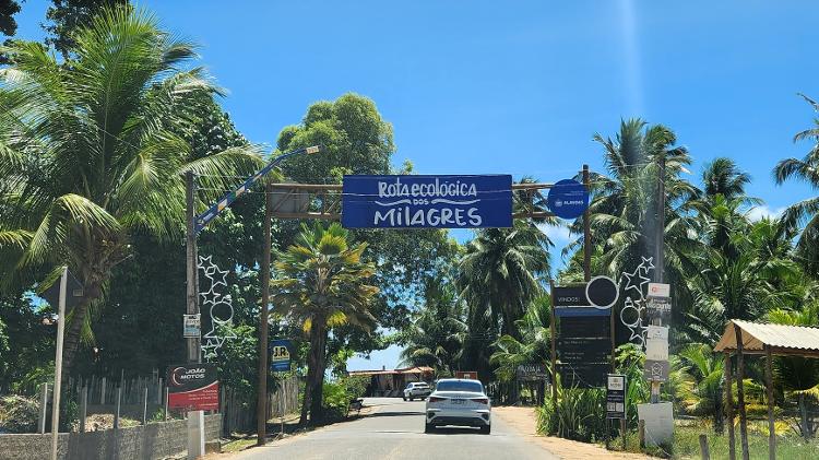 Entrada da rota dos Milagres, em Passo do Camaragibe (AL)
