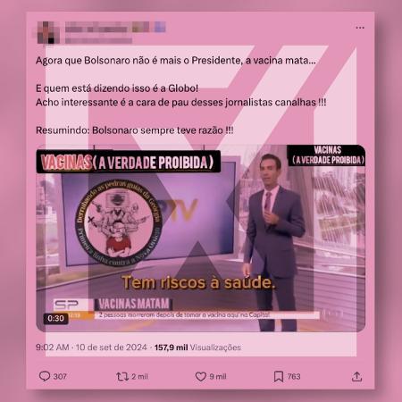 12.set.2024 - Vídeo adulterado e publicado nas redes sociais tenta confundir o público ao afirmar que vacinas matam