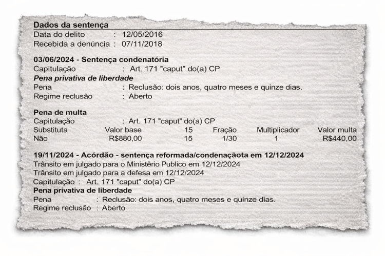 Extrato da condenação de Edim (PP)