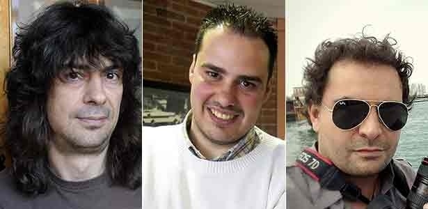 Da esq. para a dir.: José Manuel López, Antonio Pampliega e Ángel Sastre, os três jornalistas espanhóis desaparecidos na Síria