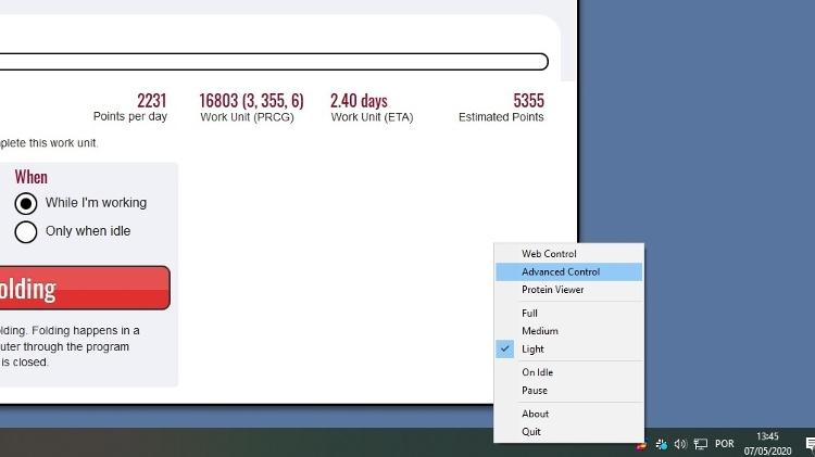 Os controles avançados são acessados por este menu - Reprodução