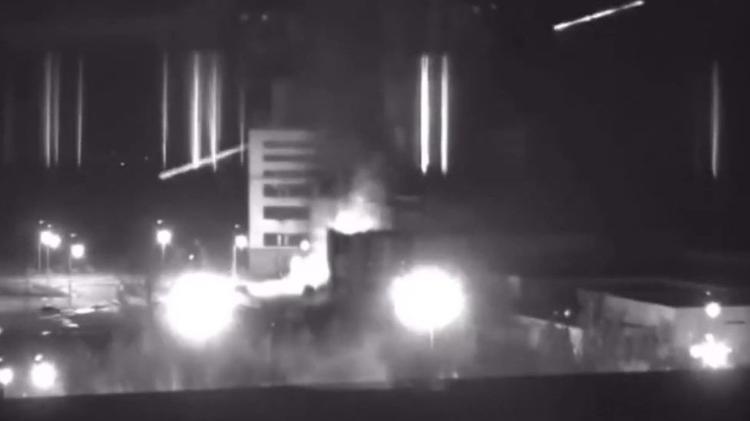 Black and white security footage showing the factory fire in March - Getty Images - Getty Images