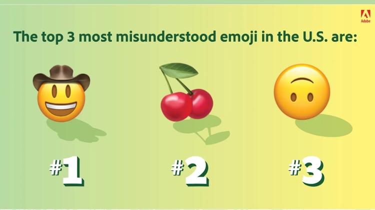 Relatório de tendência de emojis feito pela Adobe: emojis menos compreendidos nos Estados Unidos - Adobe - Adobe