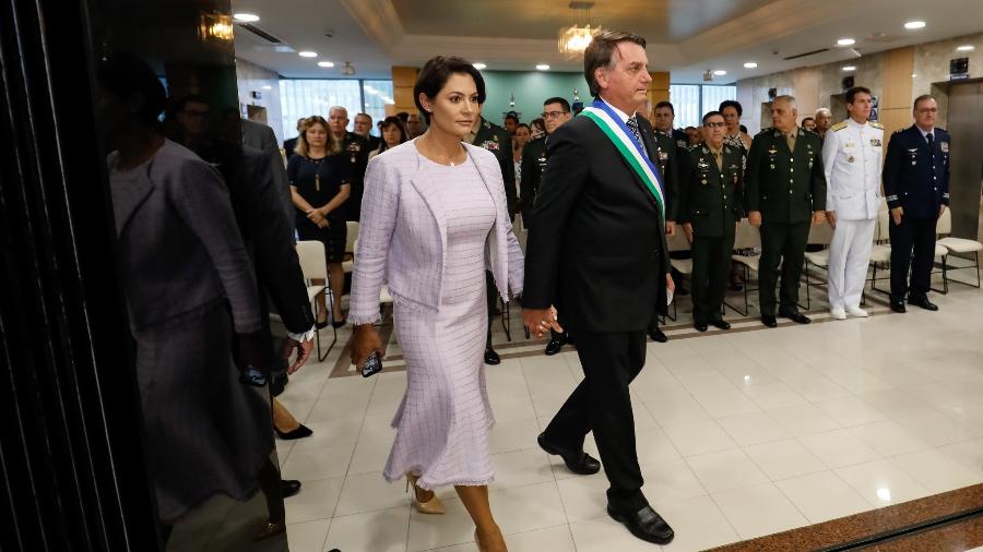 Bolsonaro e Michelle em evento no Ministério da Defesa em abril - Alan Santos/Presidência da República