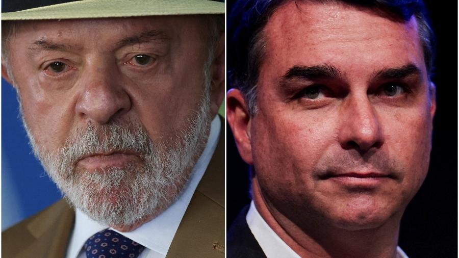 Montagem Lula e Flávio Bolsonaro