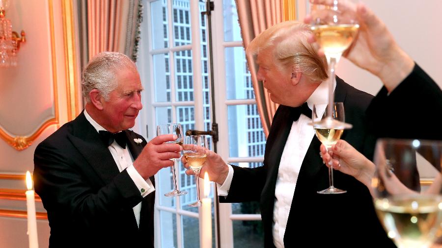 4.jun.2019 - Príncipe Charles em um jantar com o presidente americano Donald Trump - Chris Jackson/Pool/AFP