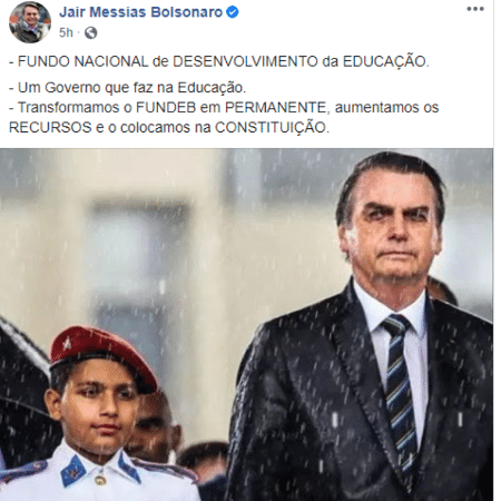 Publicação de Jair Bolsonaro no Facebook - Reprodução