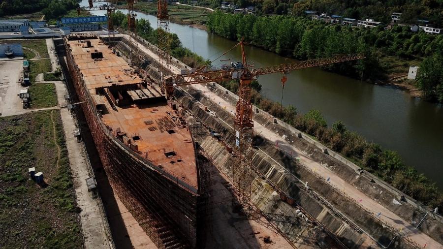 Réplica do Titanic tem 260 metros de comprimento na China, igual ao navio original  - NOEL CELIS / AFP