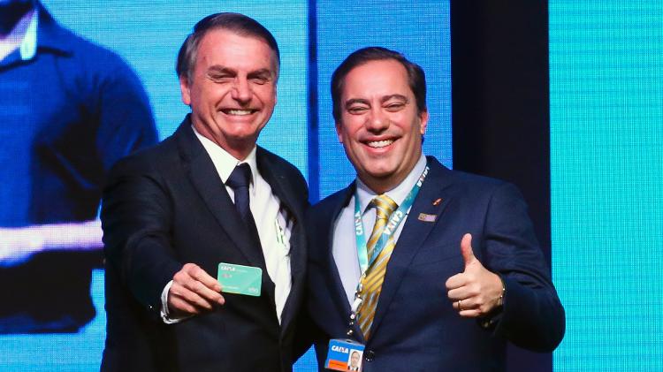 Os presidentes da Caixa Ecônomica Federal, Pedro Guimarães e da República, Jair Bolsonaro - Antonio Cruz/Agência Brasil - Antonio Cruz/Agência Brasil