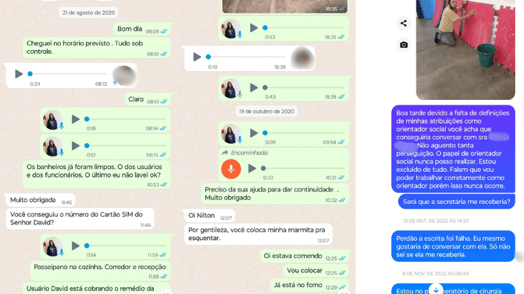 As mensagens de WhatsApp foram trocadas com uma supervisora do trabalho. Já a conversa pelo Facebook, segundo Nilton, foram direcionadas a uma servidora da secretaria de educação da cidade. As mensagens de WhatsApp foram trocadas com uma supervisora do trabalho. Já a conversa pelo Facebook, segundo Nilton, foram direcionadas a uma servidora da secretaria de educação da cidade.
