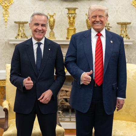 Mark Carney com Donald Trump na Casa Branca