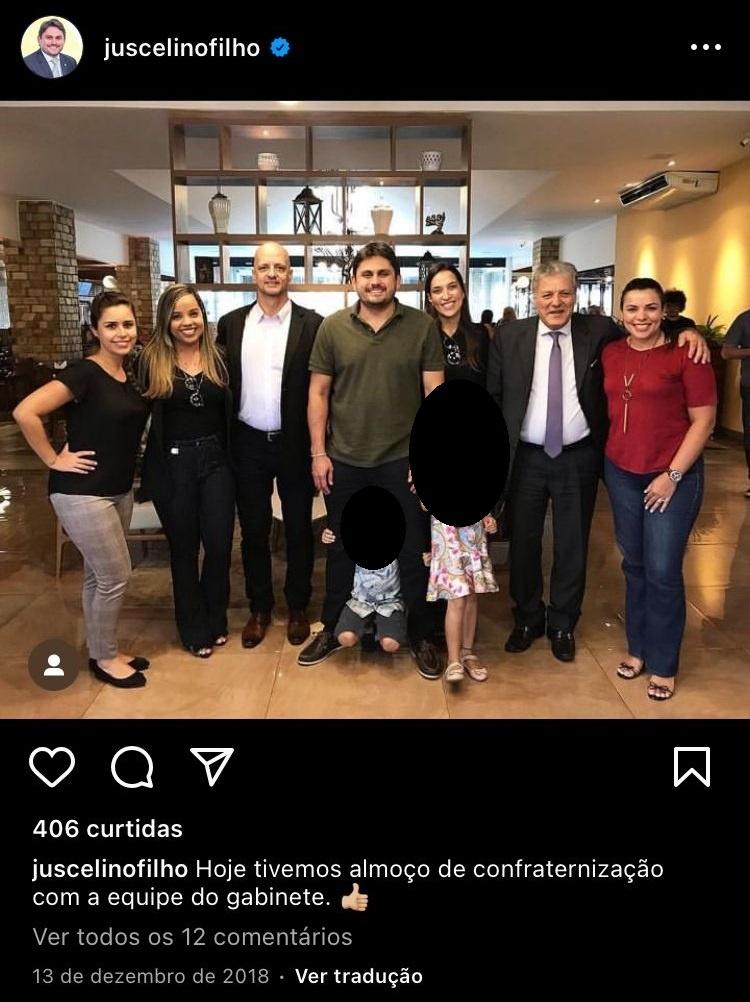 João Magalhães (à direita, de gravata) prestou serviços para o gabinete de Juscelino Filho entre 2015 e 2022