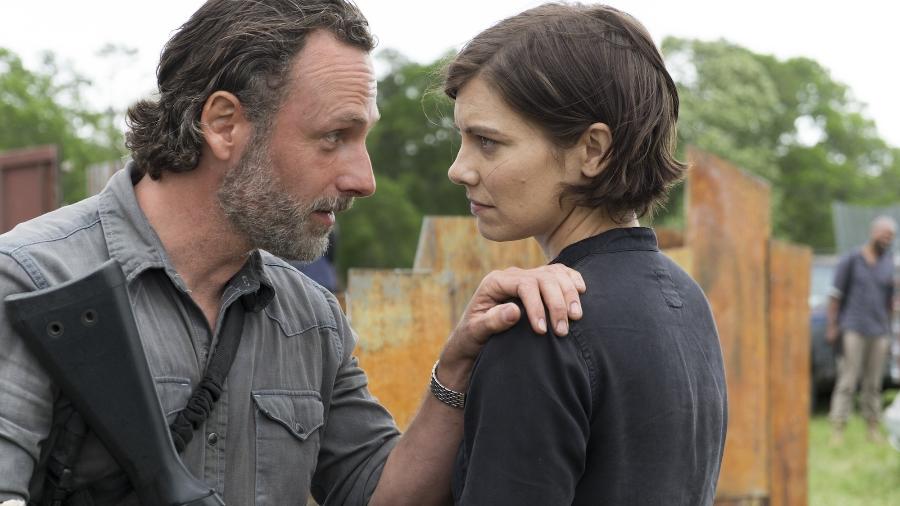 Rick Grimes (Andrew Lincoln) e Maggie (Lauren Cohan) em cena de "The Walking Dead" - Reprodução