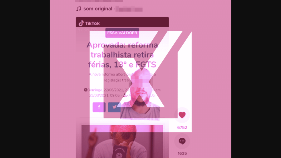 8.set.2021 - Minirreforma não tiraria direitos de todos os trabalhadores, como diz vídeo - Reprodução/Projeto Comprova