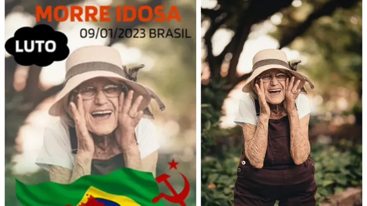 Do lado esquerdo, a montagem com a imagem original retirada de um banco  - Reprodução e Edu Carvalho - Reprodução e Edu Carvalho