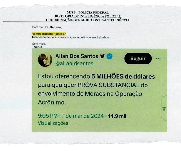 E-mails sugerem proposta financeira a delegada da PF