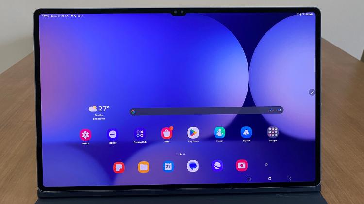 Detalhe da tela do Galaxy Tab S10 Ultra