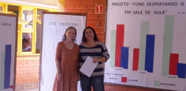 Marlúcia Brandão (à dir.) com a exposição dos resultados da pesquisa sobre funk - Arquivo Pessoal