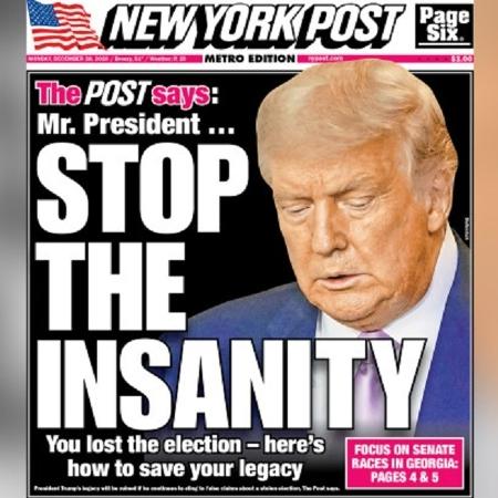 Jornal New York Post pede para que Donald Trump reconheça a vitória de Joe Biden - Reprodução/nypost.com
