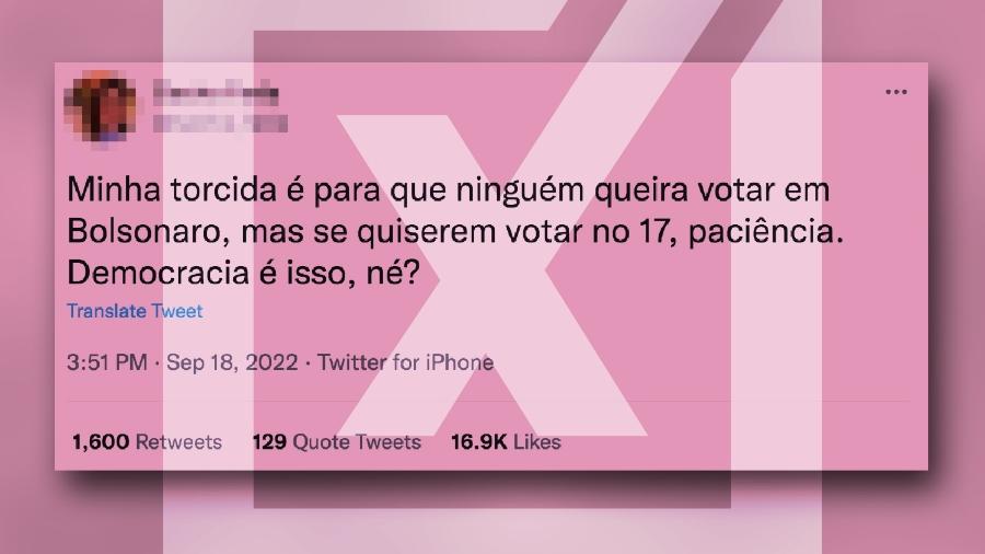 26.set.2022 - É enganoso o tuíte que indica o 17 como sendo o número de urna do candidato à reeleição, Jair Bolsonaro (PL) - Projeto Comprova