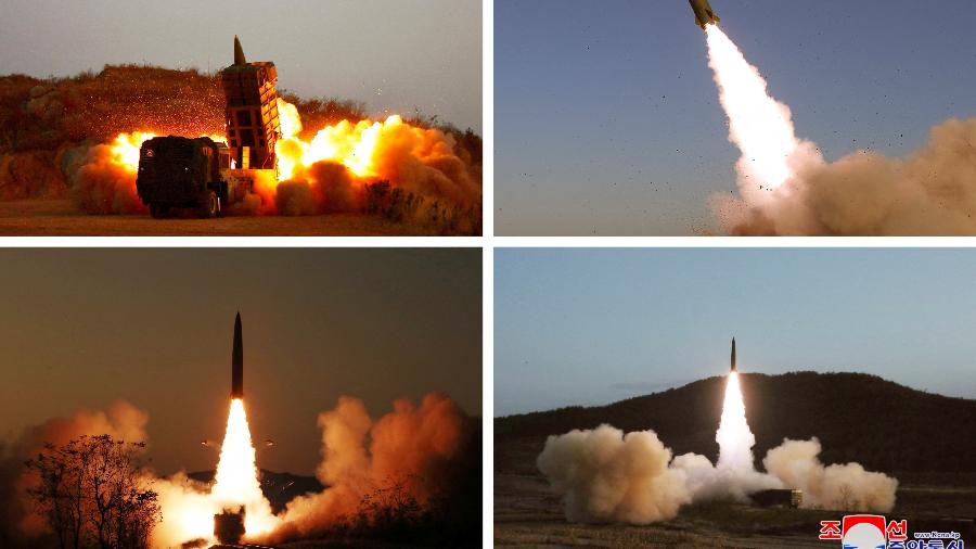 Imagens de testes com mísseis divulgadas pela agência do governo da Coreia do Norte - KCNA via REUTERS