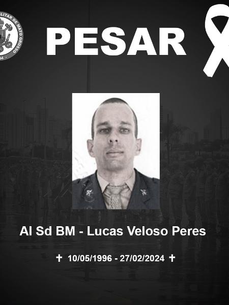 Corpo de Bombeiros publicou nota de pesar lamentando a morte de Lucas Veloso Peres