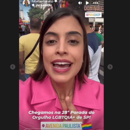 Deputada e pré-candidata à prefeitura de São Paulo, Tabata Amaral postou vídeos na Parada LGBTQIA+