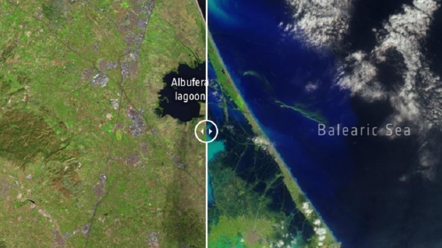 Imagens de satélite mostram antes e depois de alagamentos causados por chuvas em Valência, na Espanha