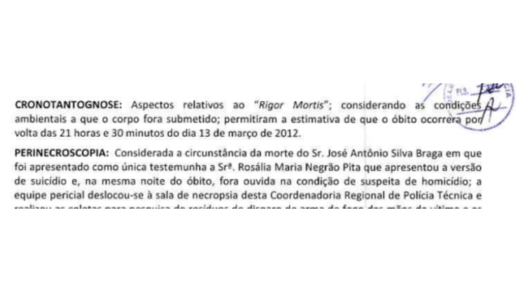 Trecho do inquérito policial Trecho do inquérito policial