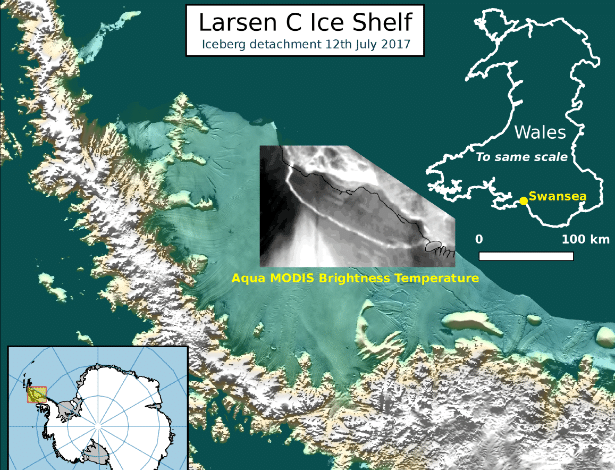 Iceberg de 1 trilhão de toneladas se separou da plataforma Larsen C