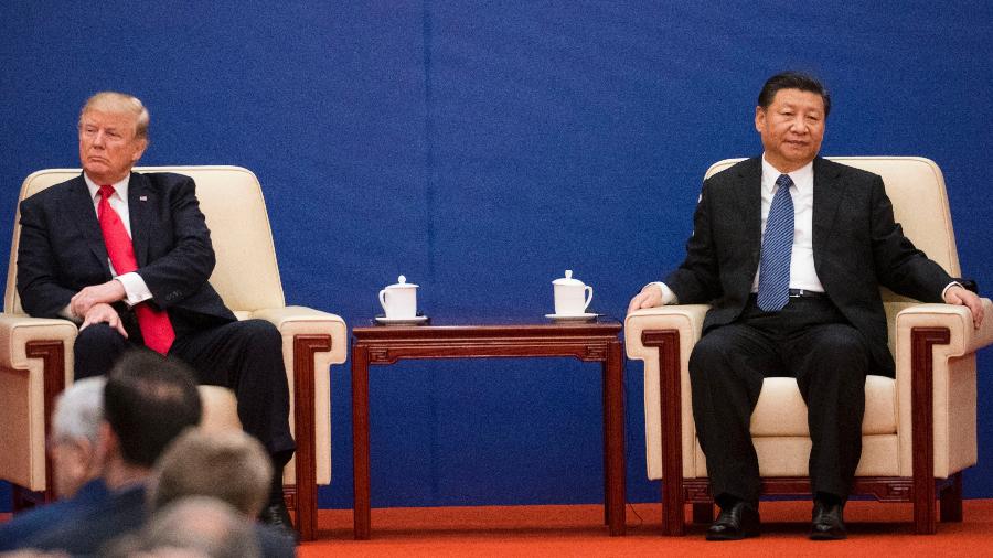 O presidente americano, Donald Trump, e o chinês, Xi Jinping, em Pequim, em 2017 - Doug Mills/The New York Times