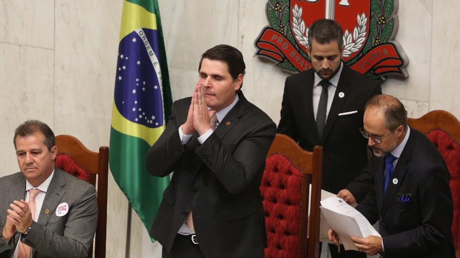 15.mar.2019 - O deputado Cauê Macris durante cerimônia de posse como presidente da Assembleia Legislativa de São Paulo - ESTADÃO CONTEÚDO
