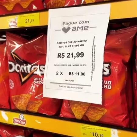 Supermercado permite parcelar pagamento do Doritos - Reprodução/Twitter