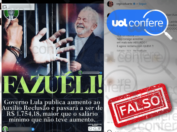 É #fake que governo Lula aumentou salário-reclusão para R$ 1.754,18, acima  do salário mínimo :: Caldeirão Político