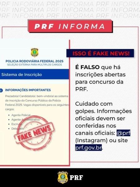 Site Fake de concurso público denunciado pela PRF Site Fake de concurso público denunciado pela PRF