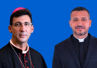 Imagem representando a sede da Diocese com uma cruz ao fundo