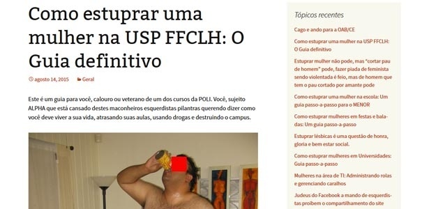Site lança guia de como estuprar uma aluna da FFLCH-USP - Reprodução